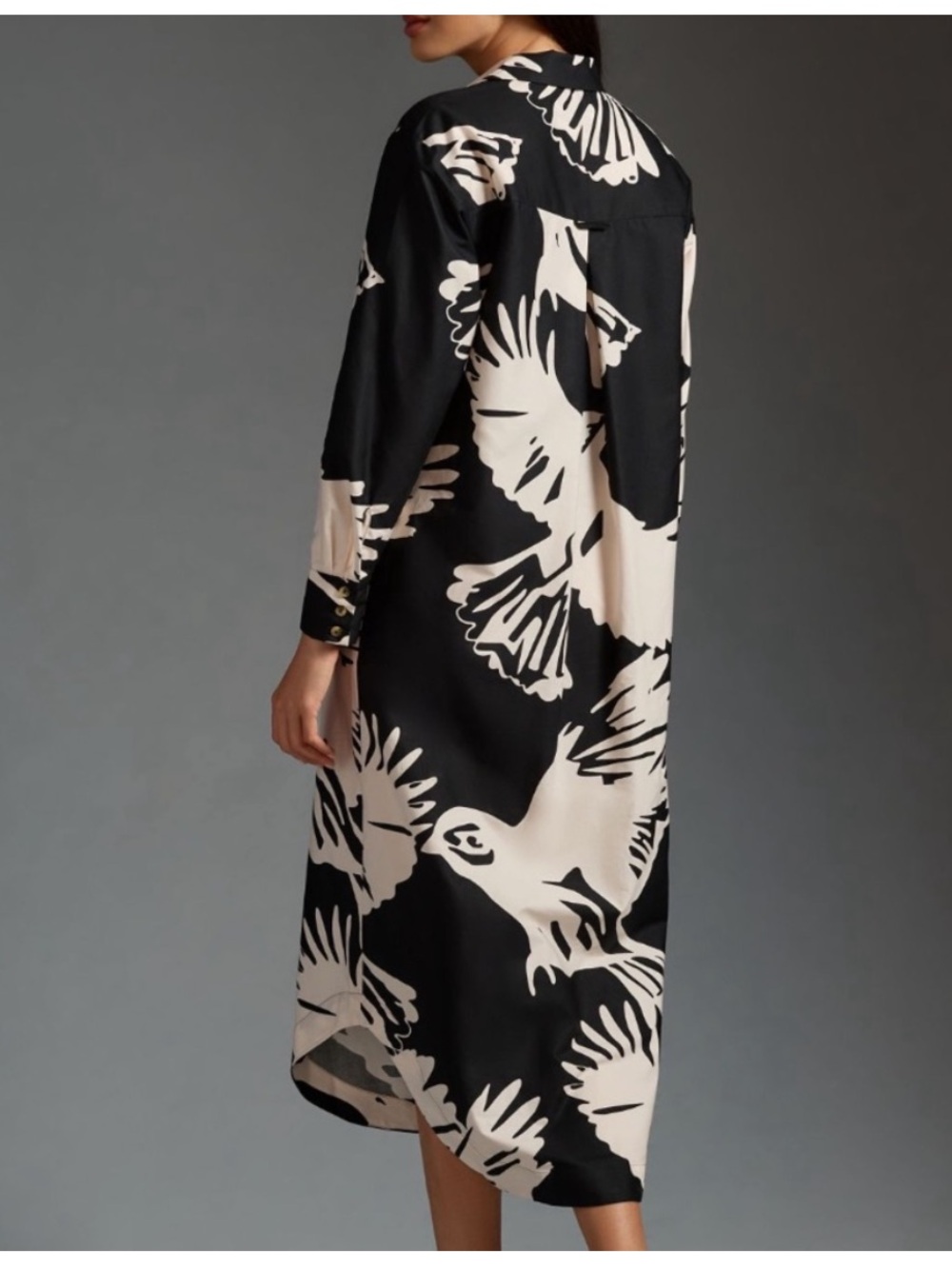 Anthropologie Soren Black & Cream Long-Sleeve Shirt Dress - Picture 5 of 9